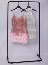Load image into Gallery viewer, Austyn Tassel Feather Mini Dress In Pink