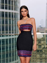 Load image into Gallery viewer, Kenner Strapless Rhinestone Bandage Mini Dress