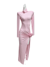 Load image into Gallery viewer, Shiphrah Long Sleeve Flower Split Midi Dress