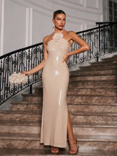 Load image into Gallery viewer, Tasso Halterneck Flower Sequin Maxi Dress