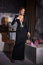 Load image into Gallery viewer, Thaddeus V Neck Floral Crystal Maxi Dress