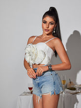 Load image into Gallery viewer, Trevion Spaghetti Flower Rhinestone Top