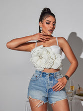 Load image into Gallery viewer, Trevion Spaghetti Flower Rhinestone Top