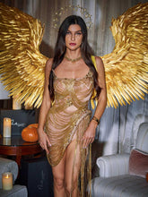Load image into Gallery viewer, Verona Embellished Diamond Chain Dress In Gold