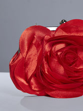 Load image into Gallery viewer, Wells Red Flower Satin Clutch