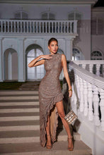 Load image into Gallery viewer, Yusuf Sleeveless Asymmetric Sequin Dress