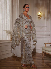 Load image into Gallery viewer, Zephyrus Draped Sleeve Sequin Maxi Dress
