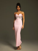 Load image into Gallery viewer, Doers Strapless Flower Crystal Bandage Maxi Dress
