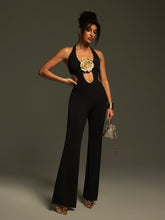 Load image into Gallery viewer, Mackie Halternck Flower Cutout Jumpsuit
