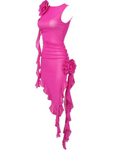 Load image into Gallery viewer, Norine Mesh Flower Midi Dress In Hot Pink
