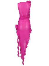 Load image into Gallery viewer, Norine Mesh Flower Midi Dress In Hot Pink
