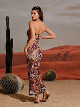 Load image into Gallery viewer, Saige Strapless Flower Embroidered Sequin Dress
