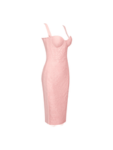 Load image into Gallery viewer, Finbar Lace Bandage Dress In Pink
