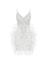 Load image into Gallery viewer, Bronte Pearl Sequin Feather Mini Dress
