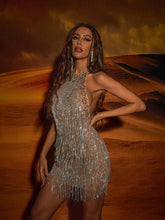 Load image into Gallery viewer, Charlize Crystal Fringe Mini Dress
