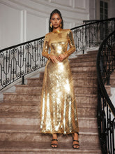 Load image into Gallery viewer, Aadya Long Sleeve Bow Sequin Maxi Dress
