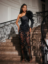 Load image into Gallery viewer, Abbey One Shoulder Flower Maxi Dress
