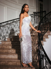 Load image into Gallery viewer, Abbie One Shoulder Flower Sequin Maxi Dress
