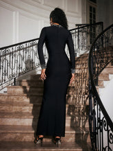 Load image into Gallery viewer, Abena High Neck Rhinestone Bandage Maxi Dress
