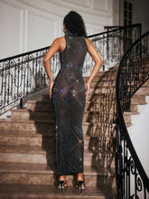 Load image into Gallery viewer, Abetzi Sleeveless Rhinestone Mesh Maxi Dress
