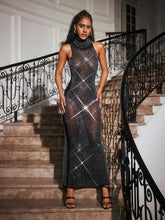 Load image into Gallery viewer, Abetzi Sleeveless Rhinestone Mesh Maxi Dress
