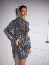 Load image into Gallery viewer, Adira Long Sleeve Rhinsetone Embellished Mini Dress
