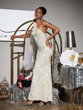 Load image into Gallery viewer, Aedin Halterneck Flower Maxi Dress
