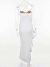 Load image into Gallery viewer, Aizen Lace Asymmetric Ruffle Midi Dress
