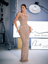 Load image into Gallery viewer, Alfredo Scoop Neck Rhinestone Maxi Dress
