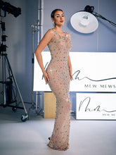 Load image into Gallery viewer, Alfredo Scoop Neck Rhinestone Maxi Dress
