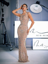 Load image into Gallery viewer, Alfredo Scoop Neck Rhinestone Maxi Dress

