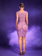 Load image into Gallery viewer, Alizeh Sleeveless Square Rhinestone Mesh Dress
