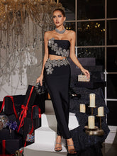 Load image into Gallery viewer, Almira Strapless Flower Bandage Skirt Set
