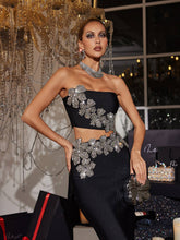 Load image into Gallery viewer, Almira Strapless Flower Bandage Skirt Set
