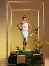 Load image into Gallery viewer, Amadou Strapless Flower Split Midi Dress
