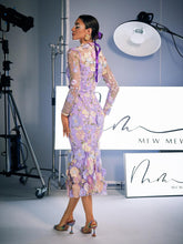 Load image into Gallery viewer, Amara Long Sleeve Embroidered Midi Dress In Purple
