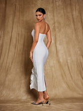 Load image into Gallery viewer, Amil Strapless Flower Rhinestone Bandage Dress
