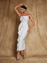 Load image into Gallery viewer, Amil Strapless Flower Rhinestone Bandage Dress
