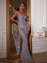 Load image into Gallery viewer, Amori Strapless Rhinestone Maxi Dress
