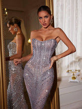 Load image into Gallery viewer, Amori Strapless Rhinestone Maxi Dress
