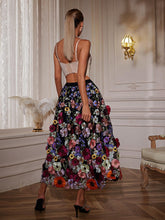 Load image into Gallery viewer, Amory Flower Embroidered Skirt In Black
