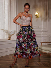 Load image into Gallery viewer, Amory Flower Embroidered Skirt In Black
