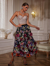 Load image into Gallery viewer, Amory Flower Embroidered Skirt In Black
