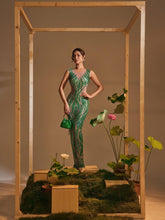 Load image into Gallery viewer, Anabia Round Neck Printed Rhinestone Maxi Dress
