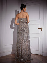 Load image into Gallery viewer, Anaia Snake Twisted High Split Sequin Maxi Dress
