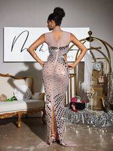 Load image into Gallery viewer, Andy High Neck Cutout Acrylic Maxi Dress
