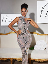 Load image into Gallery viewer, Andy High Neck Cutout Acrylic Maxi Dress
