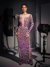 Load image into Gallery viewer, Angie Long Sleeve Curve Embellished Maxi Dress

