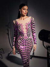 Load image into Gallery viewer, Angie Long Sleeve Curve Embellished Maxi Dress
