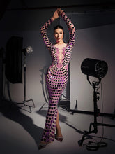 Load image into Gallery viewer, Angie Long Sleeve Curve Embellished Maxi Dress
